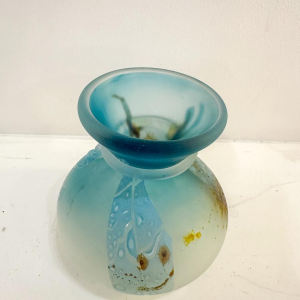 Louis Leloup, small blue glass vase, 1998