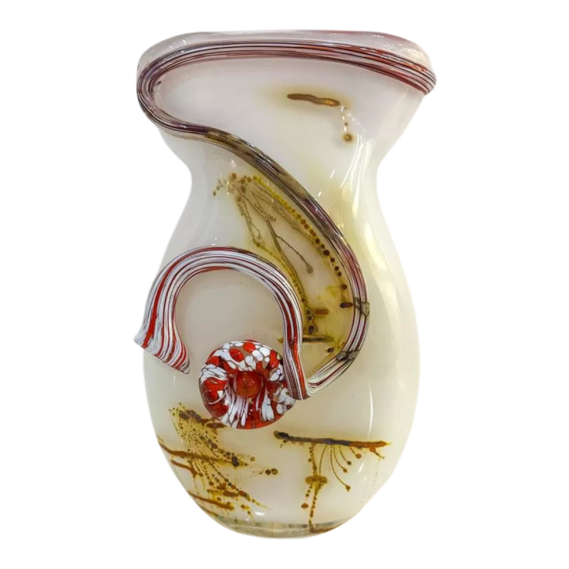 Louis Leloup, white overlay vase, 1977