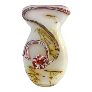 Louis Leloup, vase blanc overlay, 1977