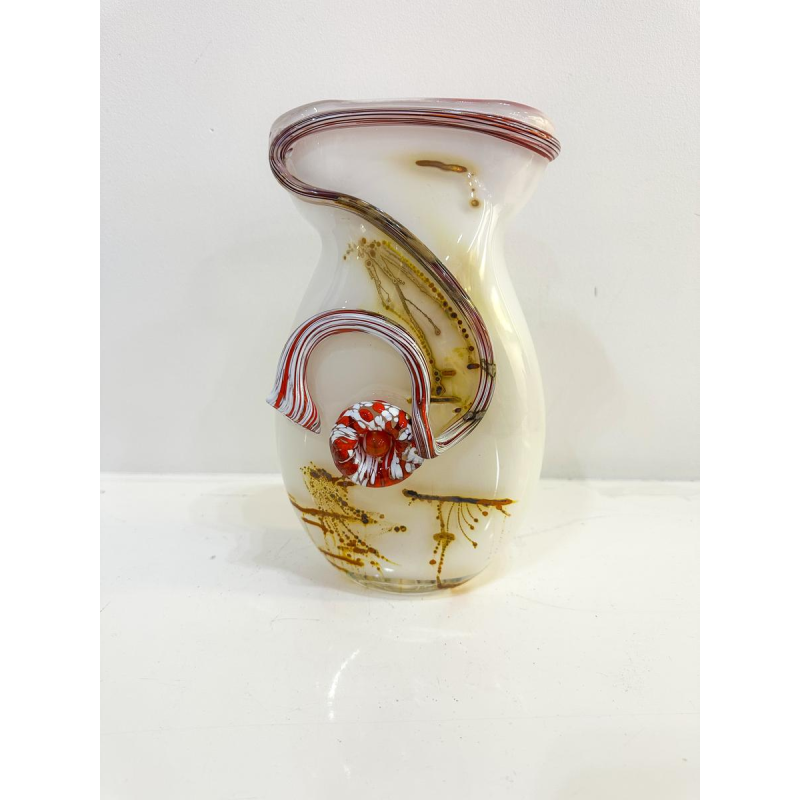 Louis Leloup, white overlay vase, 1977