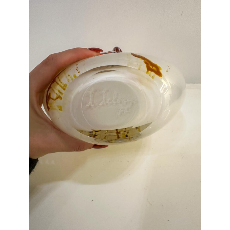 Louis Leloup, vase blanc overlay, 1977