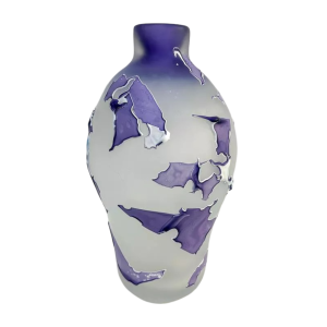 Louis Leloup, vase en verre aux motifs abstraits, années 90