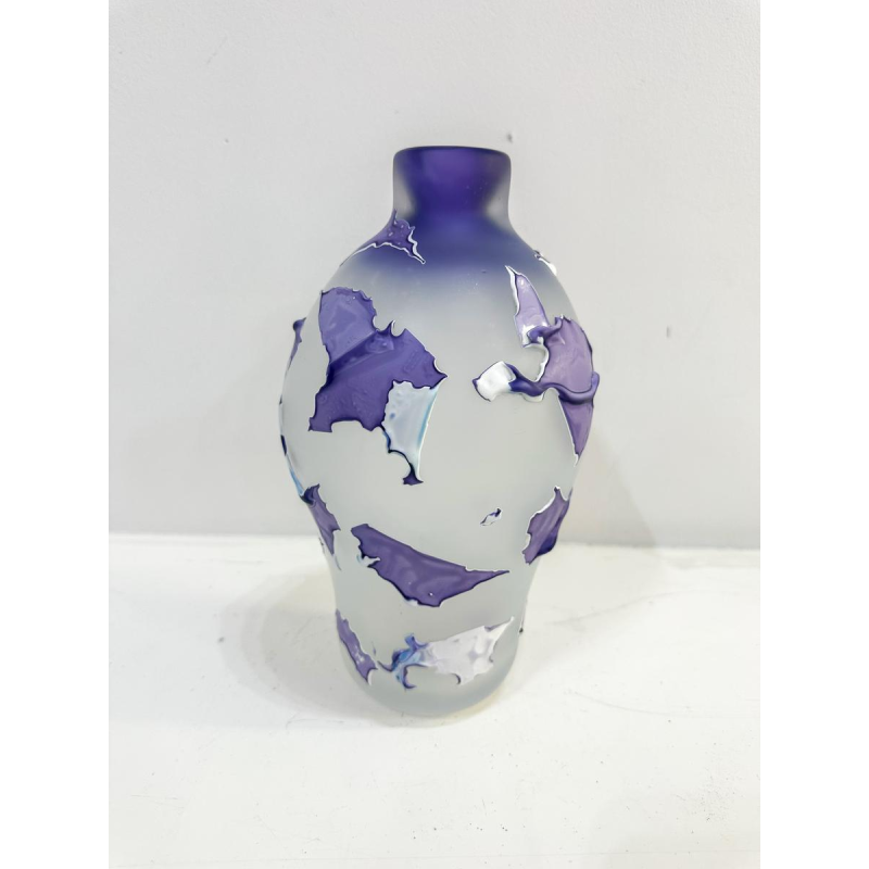 Louis Leloup, glass vase with abstract patterns, 1990s