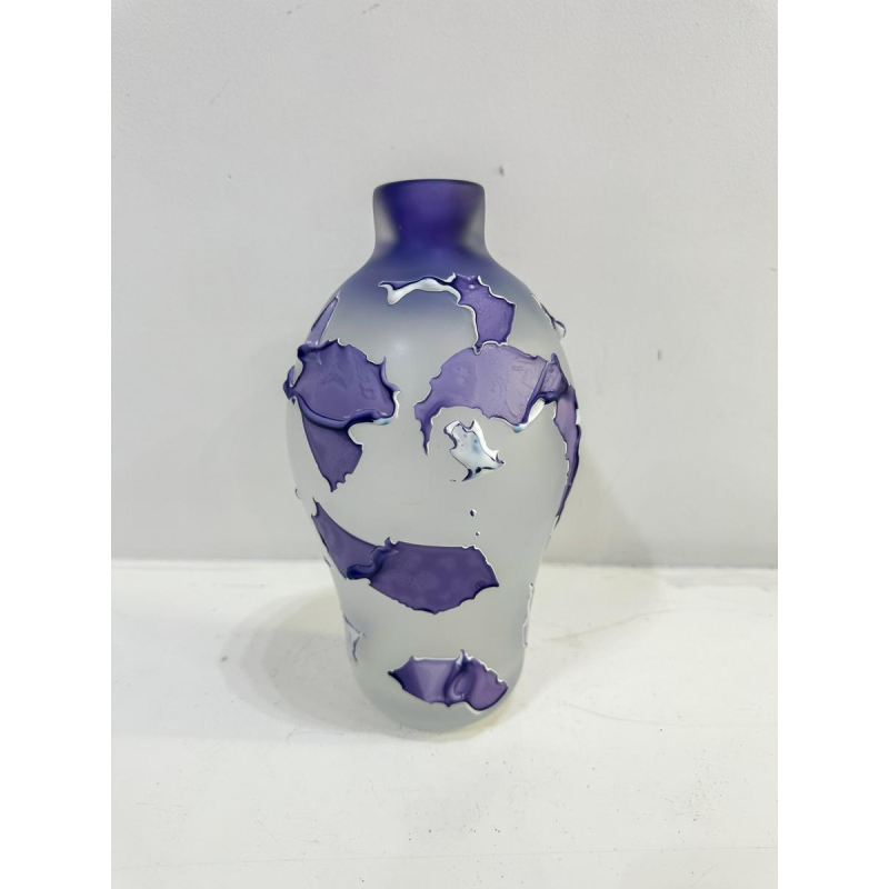 Louis Leloup, glazen vaas met abstracte motieven, jaren 90