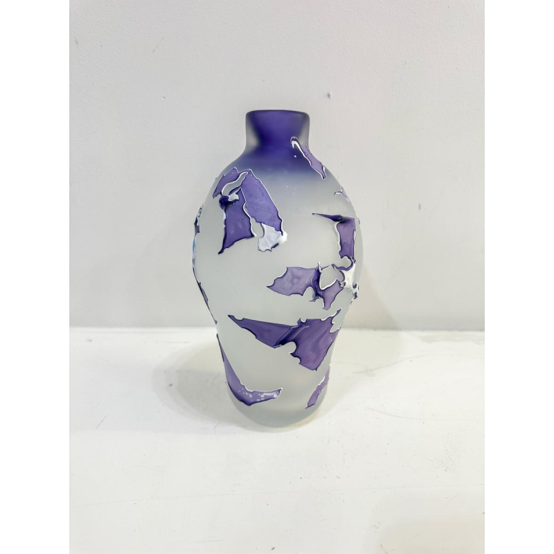 Louis Leloup, vase en verre aux motifs abstraits, années 90