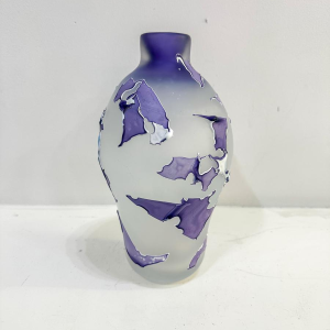 Louis Leloup, glass vase with abstract motifs, 1990s