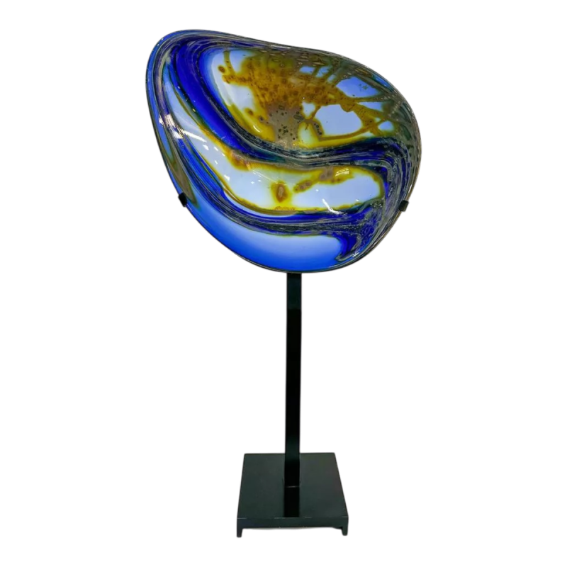 Louis Leloup, sculpture en verre montée sur présentoir en fonte, années 90
