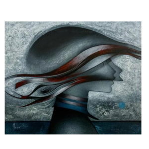 Maurice Musin 'femme de profil' tableau huile sur toile