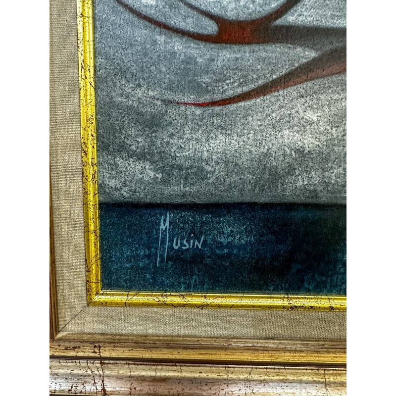 Maurice Musin 'femme de profil' tableau huile sur toile