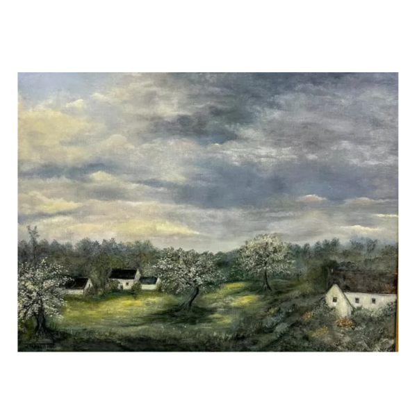 Fritz Toussaint, landschap, olieverf op doek, eind 19e eeuw