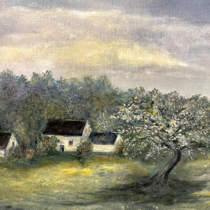 Fritz Toussaint, landschap, olieverf op doek, eind 19e eeuw