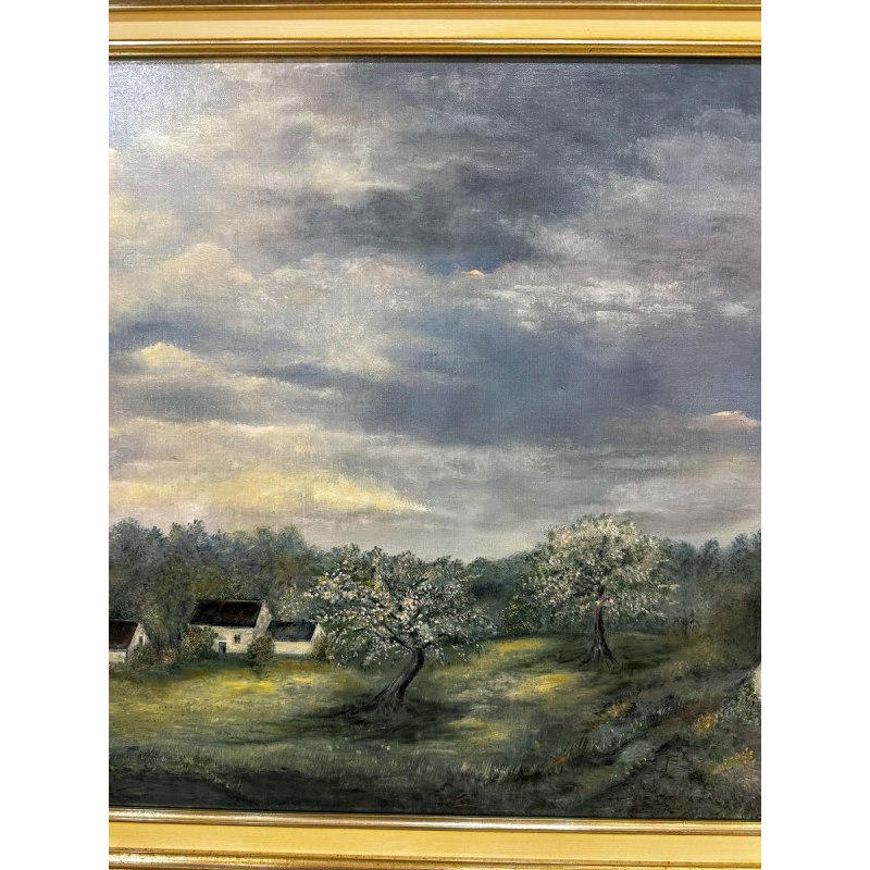 Fritz Toussaint, landscape, oil painting on canvas, late 19th century