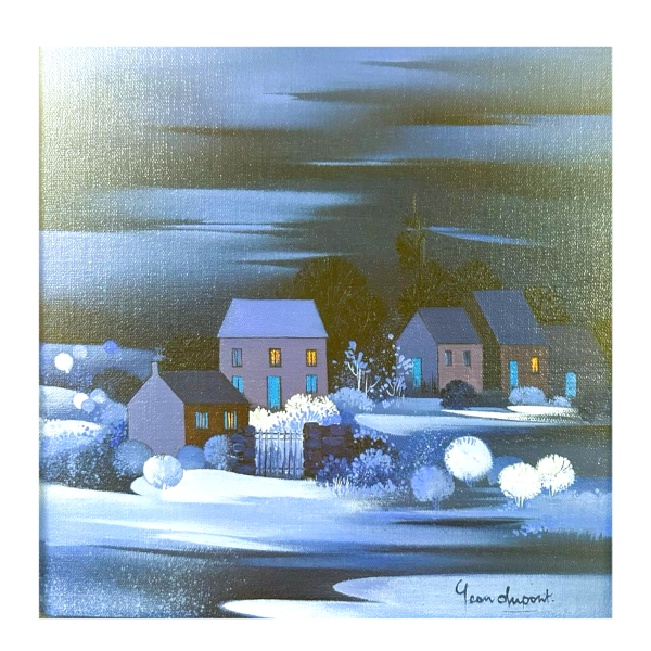 Jean Dupont 'Winter Landscape' oil painting on canvas, 20th century