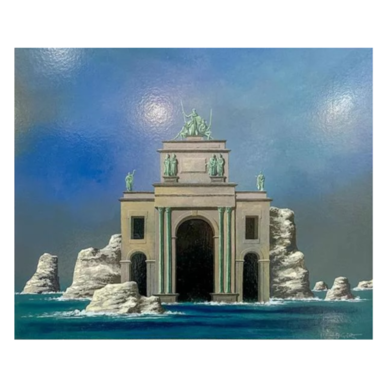 Gaston Bogaert "Le Palais Marin" huile sur toile, tableau expressionniste, 1996