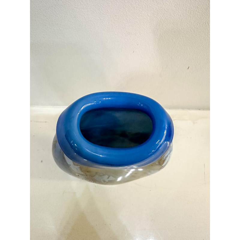 Louis Leloup, vase overlay bleu et doré, 1973