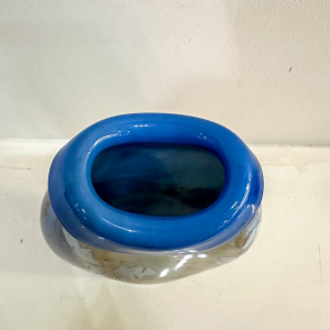 Louis Leloup, blue and gold overlay vase, 1973