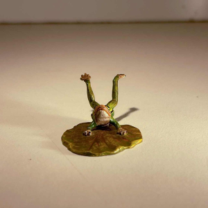 Franz Bergmann “Diving Frog at the Water Lily” polychrome bronze sculpture from Vienna, ca 1900