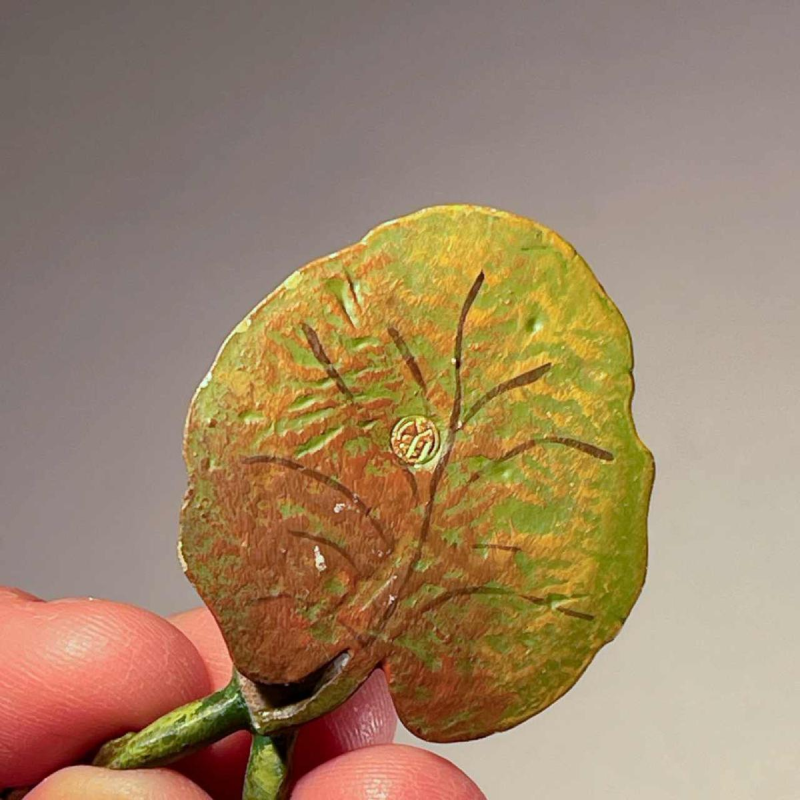 Franz Bergmann “Diving Frog at the Water Lily” polychrome bronze sculpture from Vienna, ca 1900