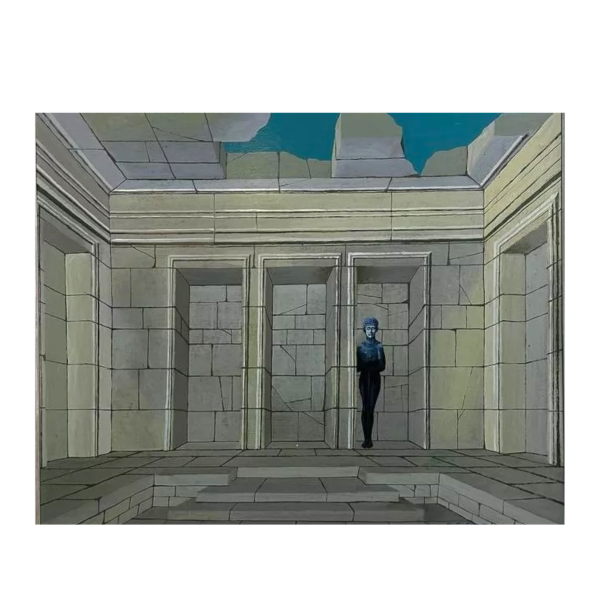 Gaston Bogaert, "Ptah" oil on canvas, surrealist painting, 1946