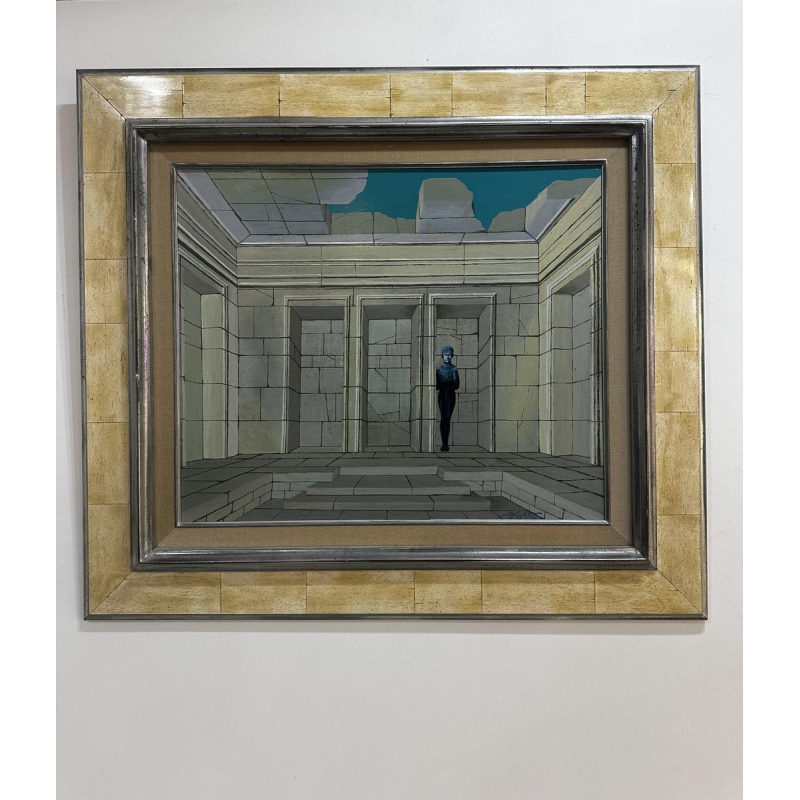 Gaston Bogaert, "Ptah" olieverf op doek, surrealistisch schilderij, 1946