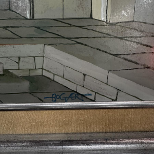 Gaston Bogaert, "Ptah" oil on canvas, surrealist painting, 1946