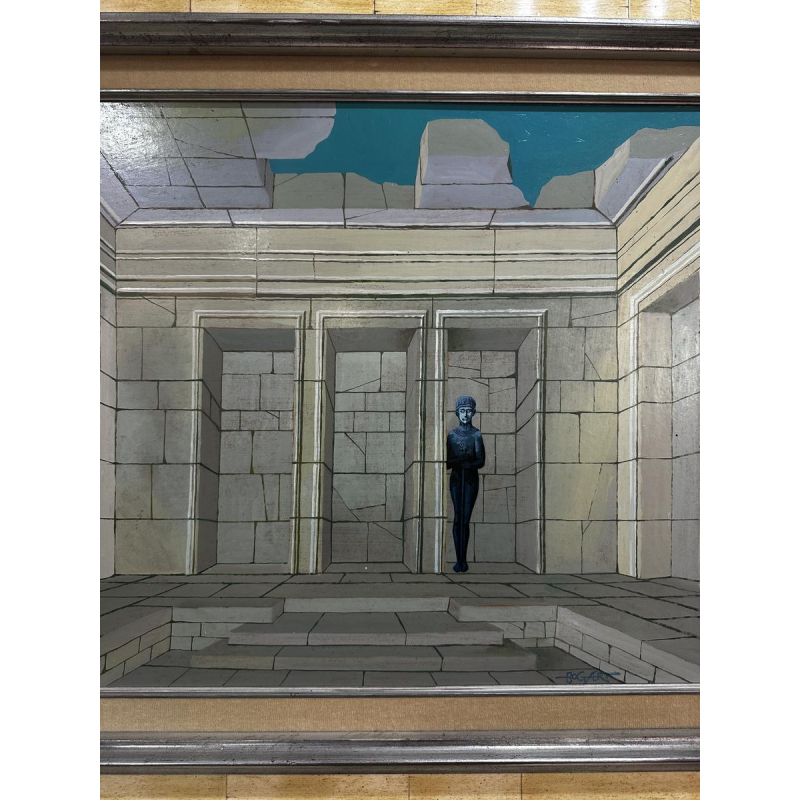 Gaston Bogaert, "Ptah" olieverf op doek, surrealistisch schilderij, 1946