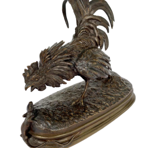 Ferdinand Pautrot - The cockerel and the lizard - bronze sculpture