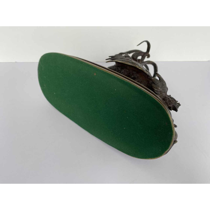 Ferdinand Pautrot - The cockerel and the lizard - bronze sculpture