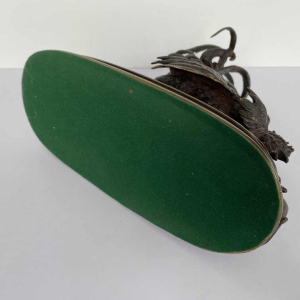 Ferdinand Pautrot 'Le coq et le lézard' sculpture en bronze