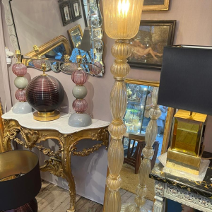 Barovier & Toso (attributed to) in Murano, glass and gold floor lamp, Italy ca 1960/70