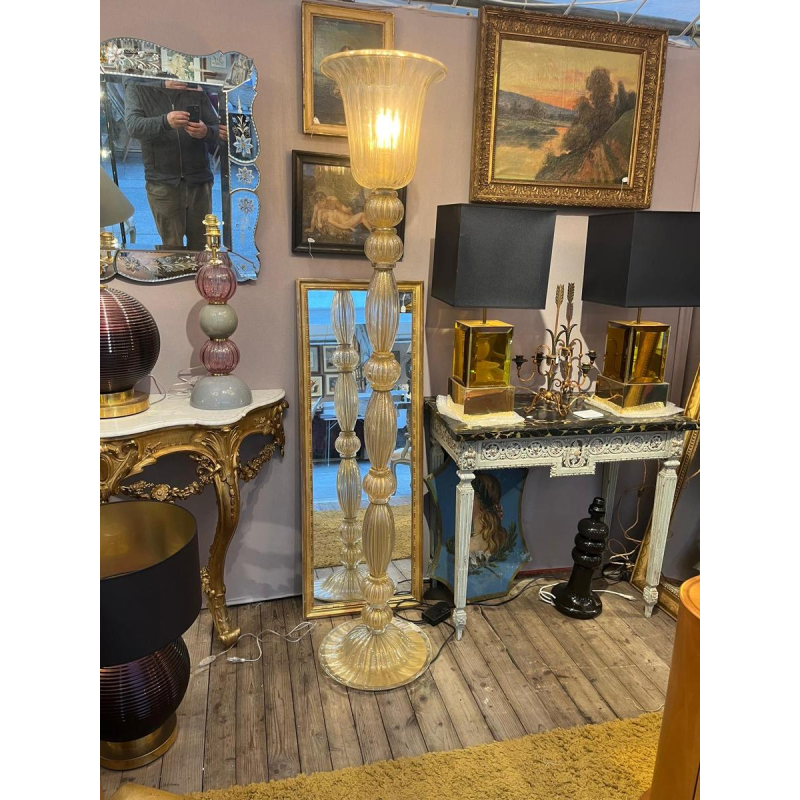 Barovier & Toso (attributed to) in Murano, glass and gold floor lamp, Italy ca 1960/70