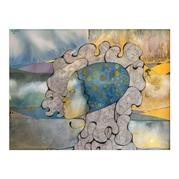 Jacques DEBAIX “Gezicht” gemengde techniek, ca 1980