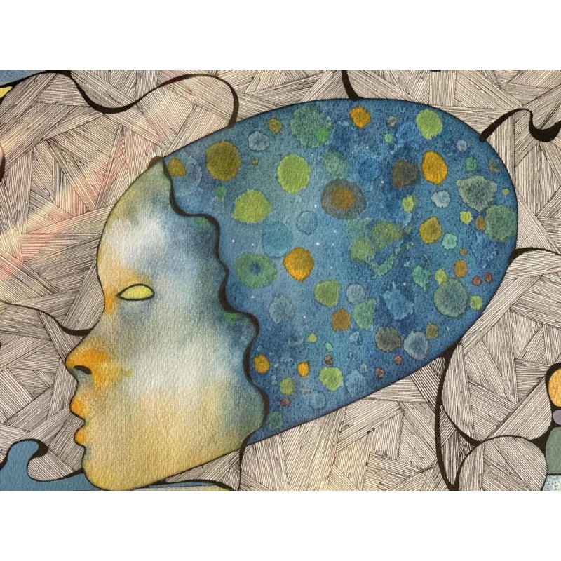 Jacques DEBAIX “Gezicht” gemengde techniek, ca 1980