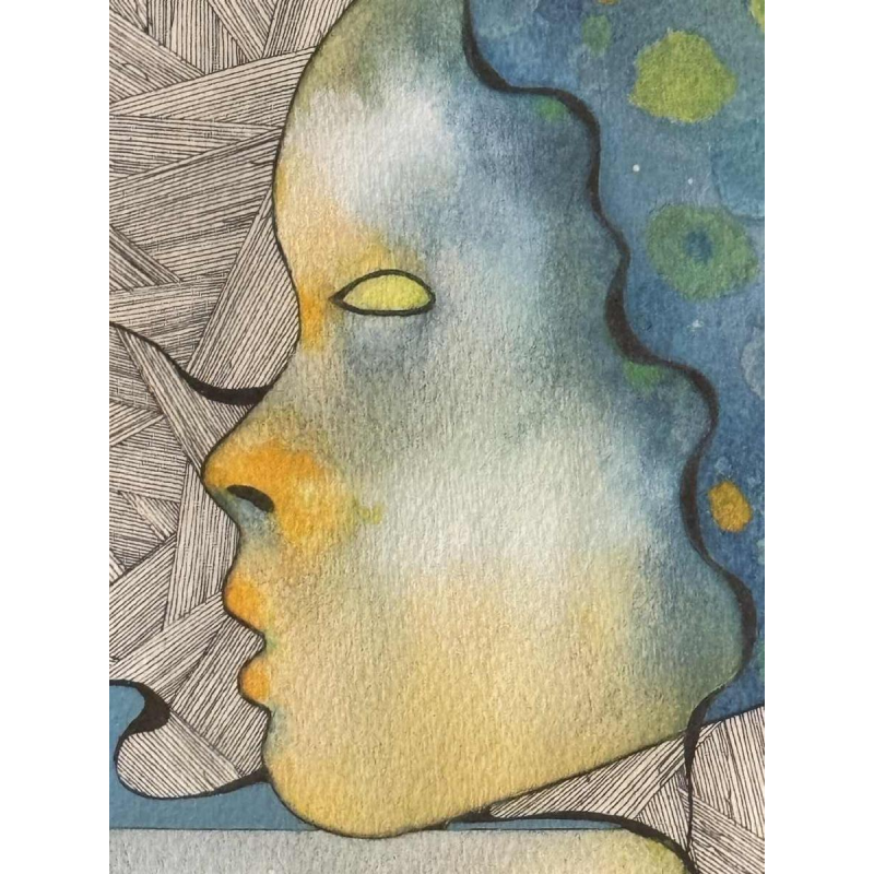 Jacques DEBAIX “Gezicht” gemengde techniek, ca 1980