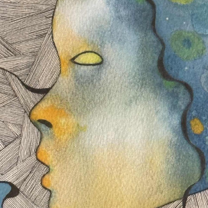 Jacques DEBAIX “Gezicht” gemengde techniek, ca 1980