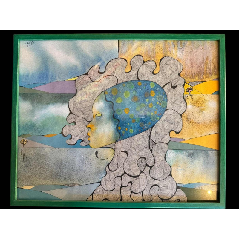 Jacques DEBAIX « Visage » technique mixte, ca 1980