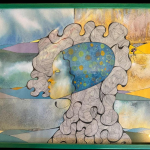 Jacques DEBAIX « Visage » technique mixte, ca 1980