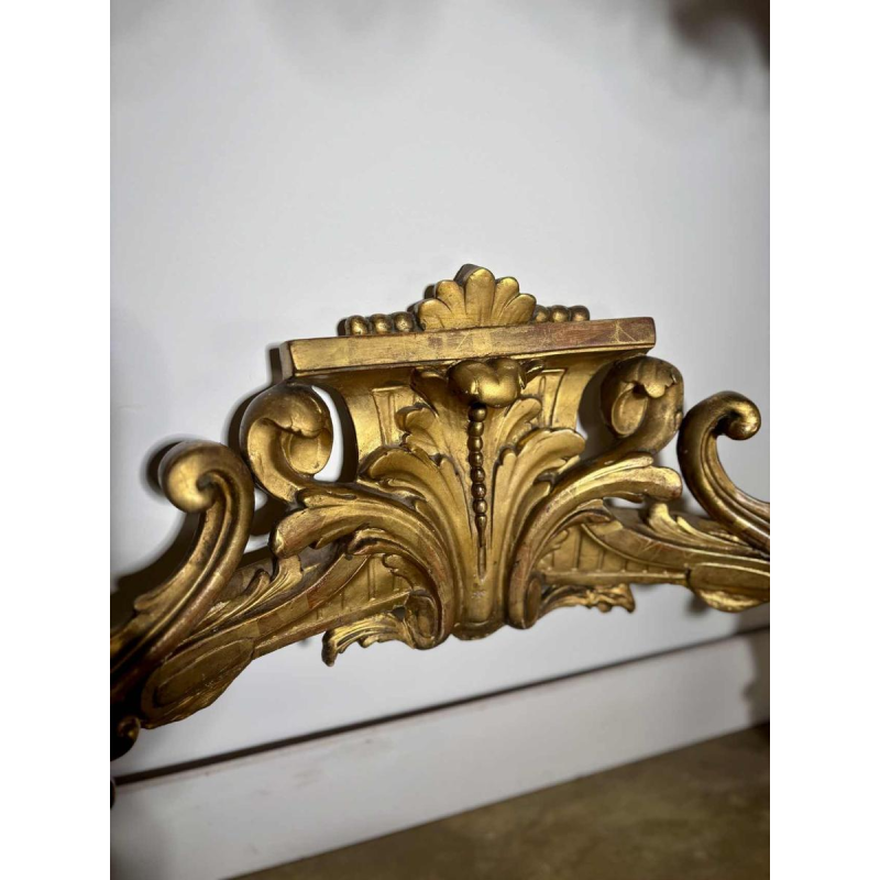 Carved and gilded wood wall console with white marble top - 19th century