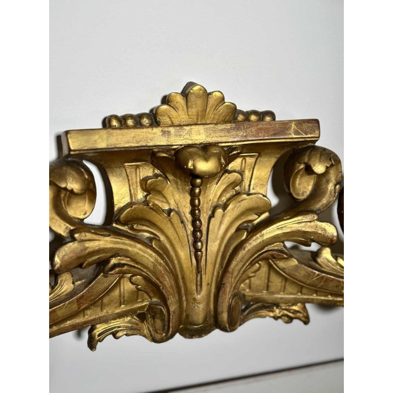 Carved and gilded wood wall console with white marble top - 19th century