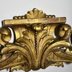 Carved and gilded wood wall console with white marble top - 19th century