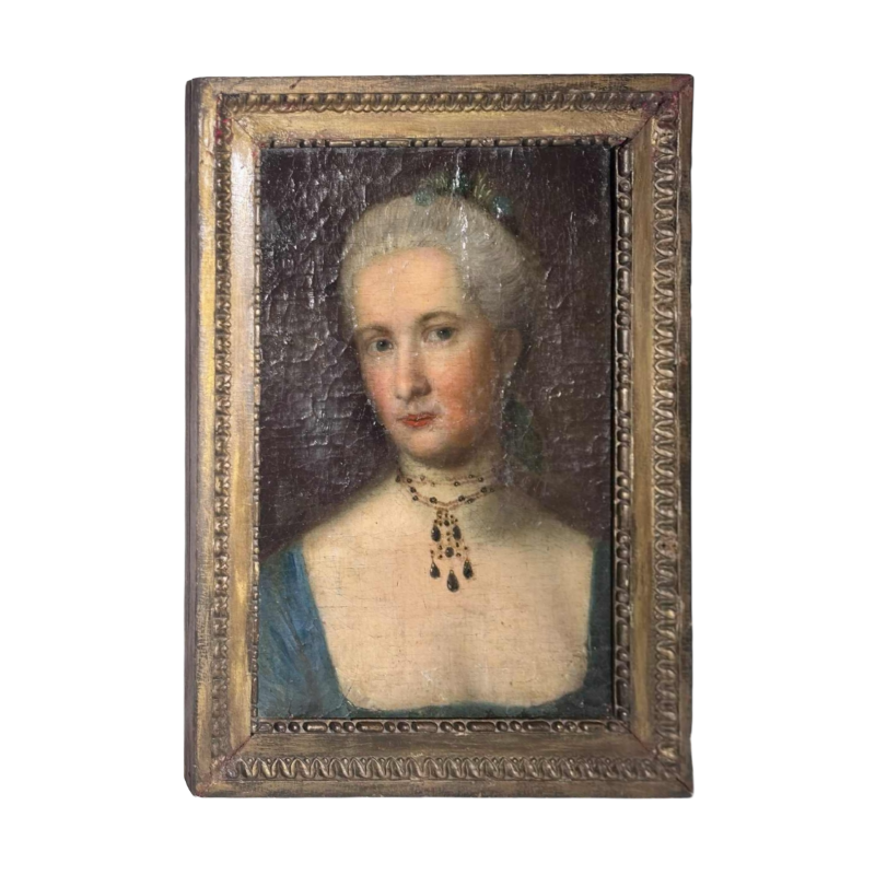 Portrait of a woman adorned with jewels, probable German school, 18th century