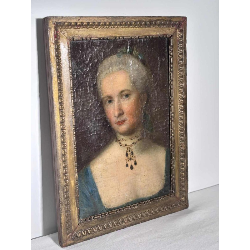 Portrait of a woman adorned with jewels, probable German school, 18th century