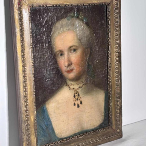 Portrait de femme à la parure de bijoux, Ecole allemande probable, XVIIIe siècle