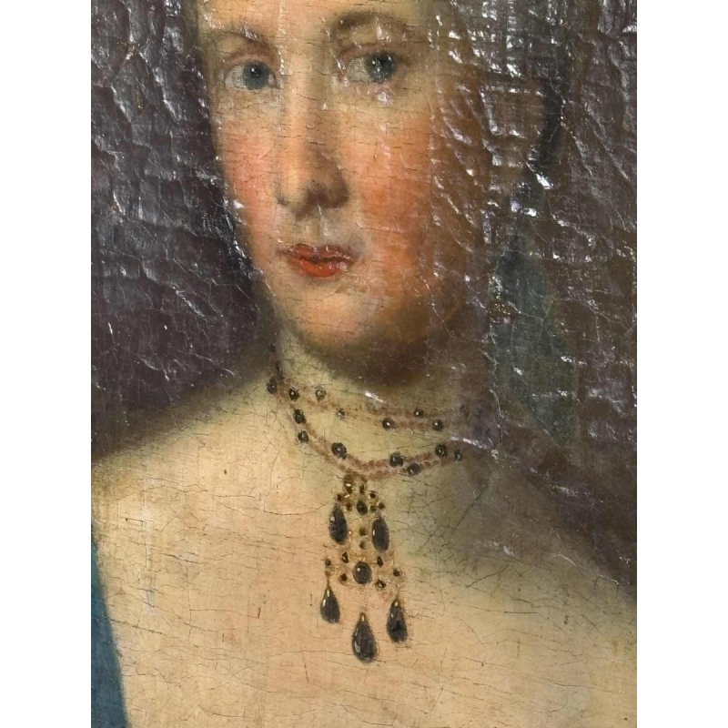 Portrait of a woman adorned with jewels, probable German school, 18th century