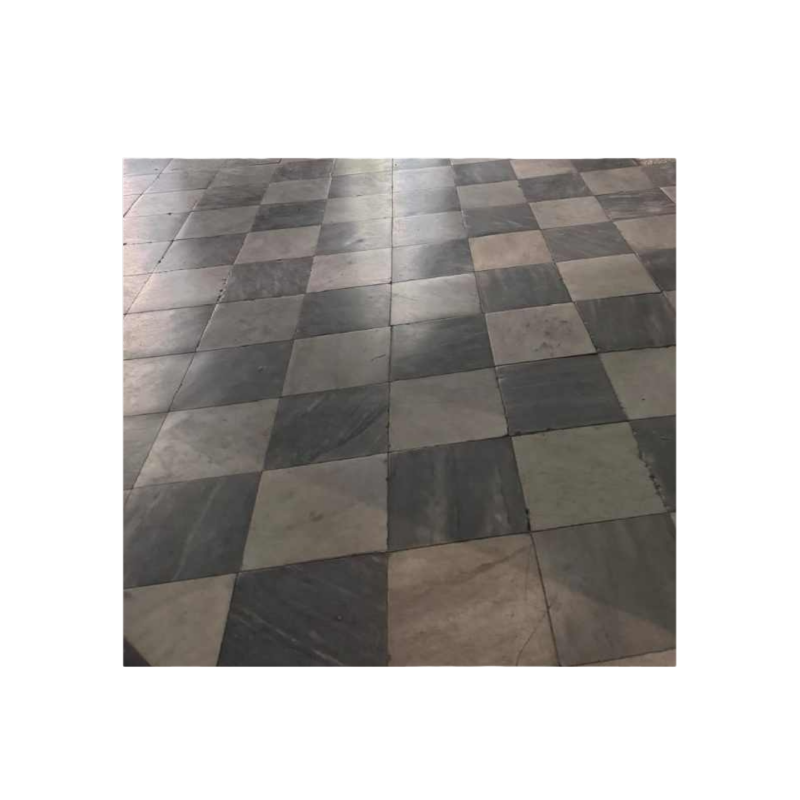 Dalles de sol en damier, marbre blanc de Carrare et bleu de Turquin, 18ème siècle