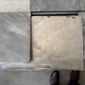 Checkerboard floor tiles, white Carrara marble and 'Blue of Turquin', 18th century