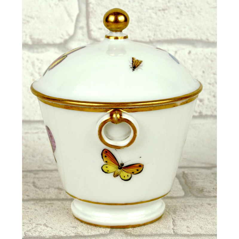 Brussels porcelain - Louis Crette, sugar bowl (sugar pot) and its lid, 18th century