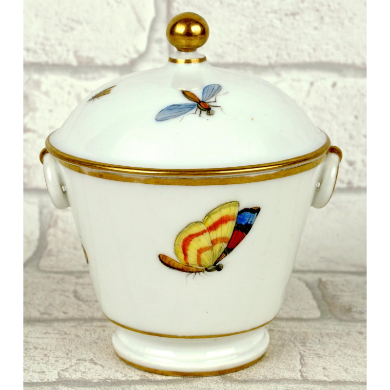 Brussels porcelain - Louis Crette, sugar bowl (sugar pot) and its lid, 18th century