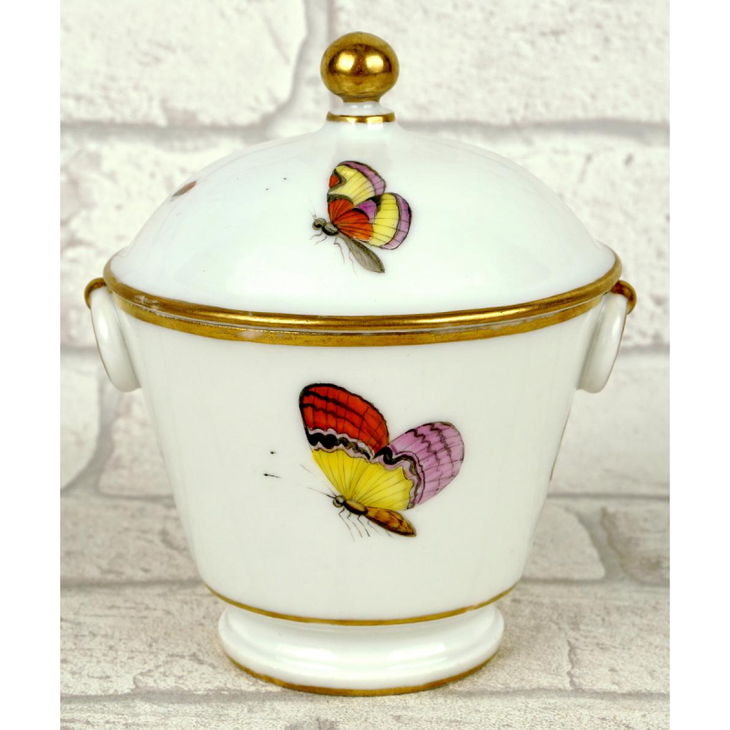 Brussels porcelain - Louis Crette, sugar bowl (sugar pot) and its lid, 18th century