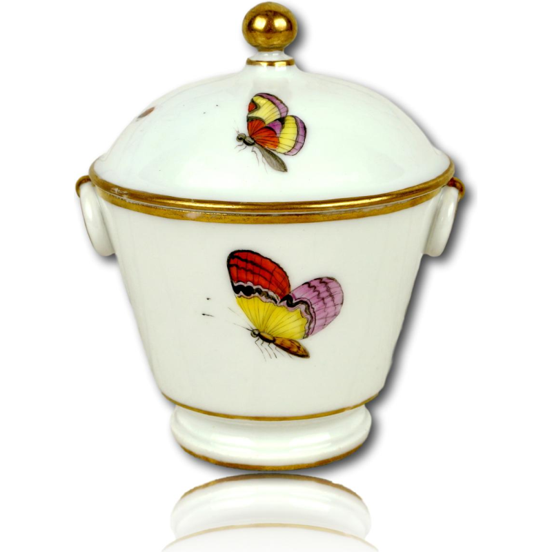 Porcelaine de Bruxelles - Louis Crette, sucrier (pot à sucre) et son couvercle, XVIIIe s